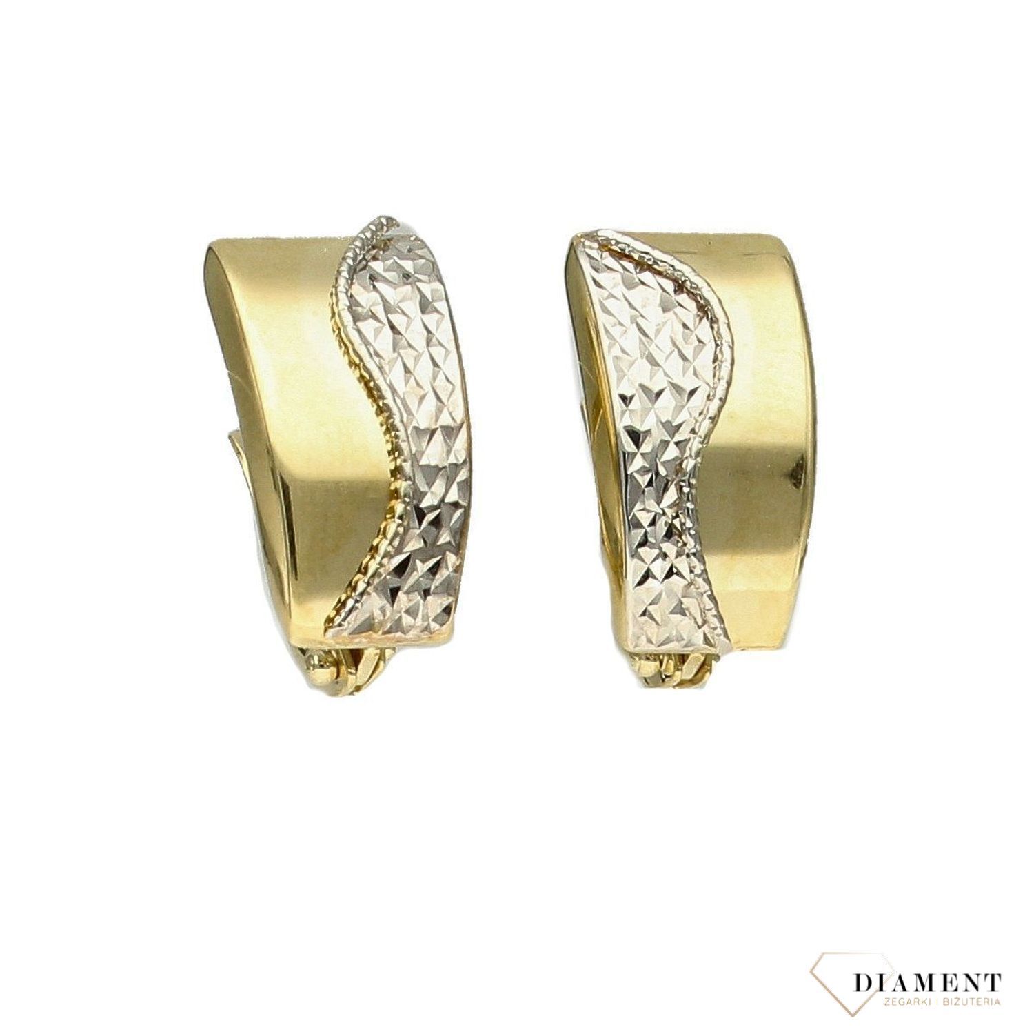 Złote kolczyki 333 uniwersalny kształt z białym złotem KL 6160 333.jpg